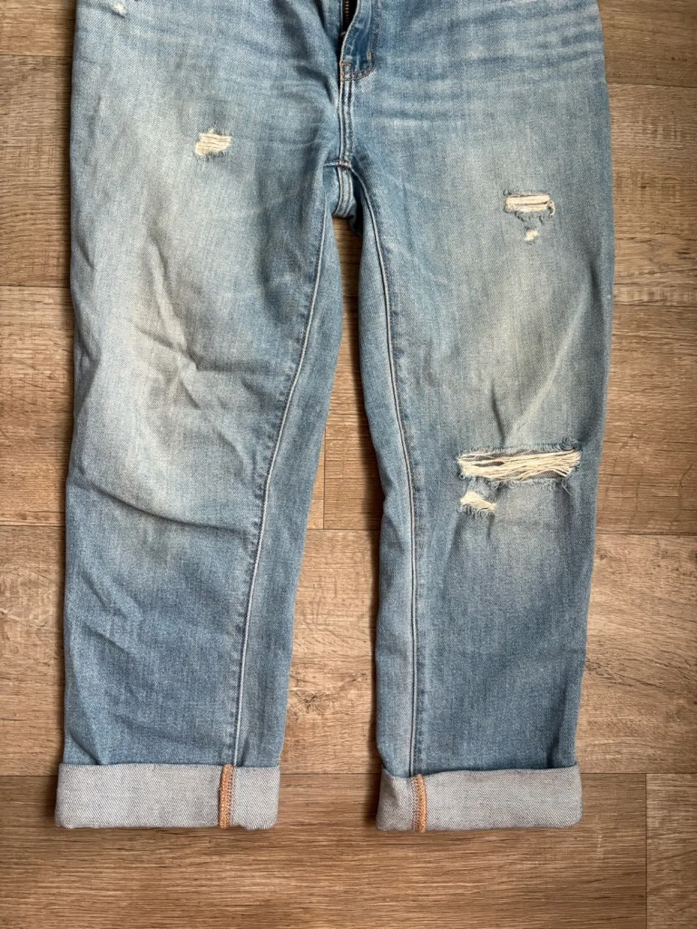 Hatch Boyfriend Light Wash Distressed Maternity Jeans Sz 26